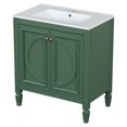 thumbnail image 2 of GDF Studio Vintage 30" Bathroom Vanity with Ceramic Sink, Soft-Close Door, and Ample Storage, Green, 2 of 23