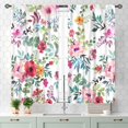 thumbnail image 3 of Floral Curtains, Vintage Flower Pink Floral Farmhouse Country Kitchen Cafe Small Curtains Drapes Watercolor Floral Spring Blackout Window Treatments for Living Room Bedroom 2 Panel Sets, 55x39 Inch, 3 of 4