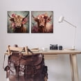 thumbnail image 3 of Stupell Industries Highland Cow Field Flower Crown Animals Painting Wrapped Canvas Art Print Wall Art, 17 x 17, Set of 2, 3 of 8