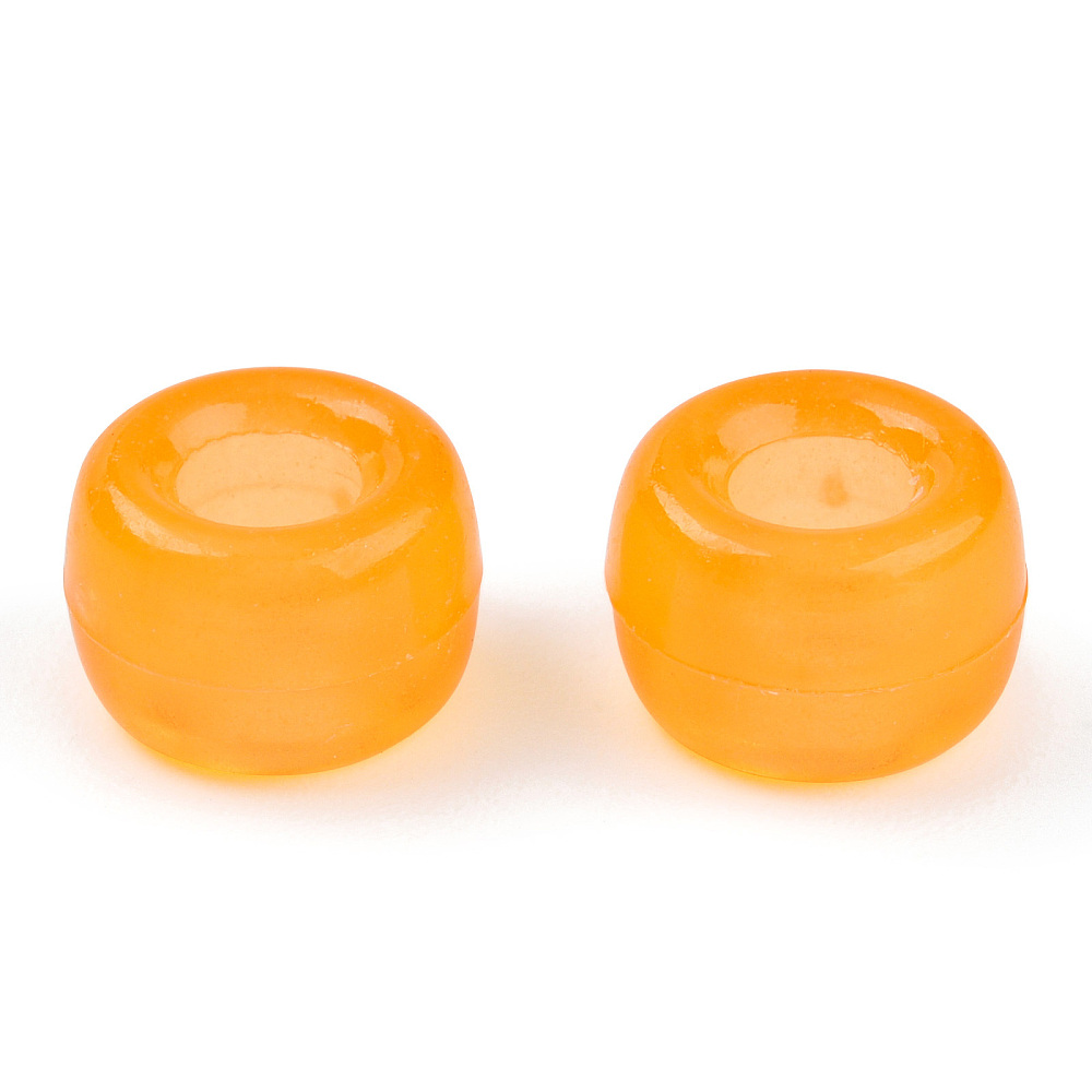 500g Transparent & Luminous Plastic Beads Frosted Crow Beads Pony Beads Glow in the Dark Barrel Orange 9x6mm Hole: 3.8mm