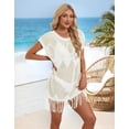 thumbnail image 4 of Drvitor Beach Cover Up for Women Casual Loose Batwing Sleeve Swimsuit Cover Up Diamond Hollow Bathing Suit Cover Up with Tassel Hem, 4 of 8