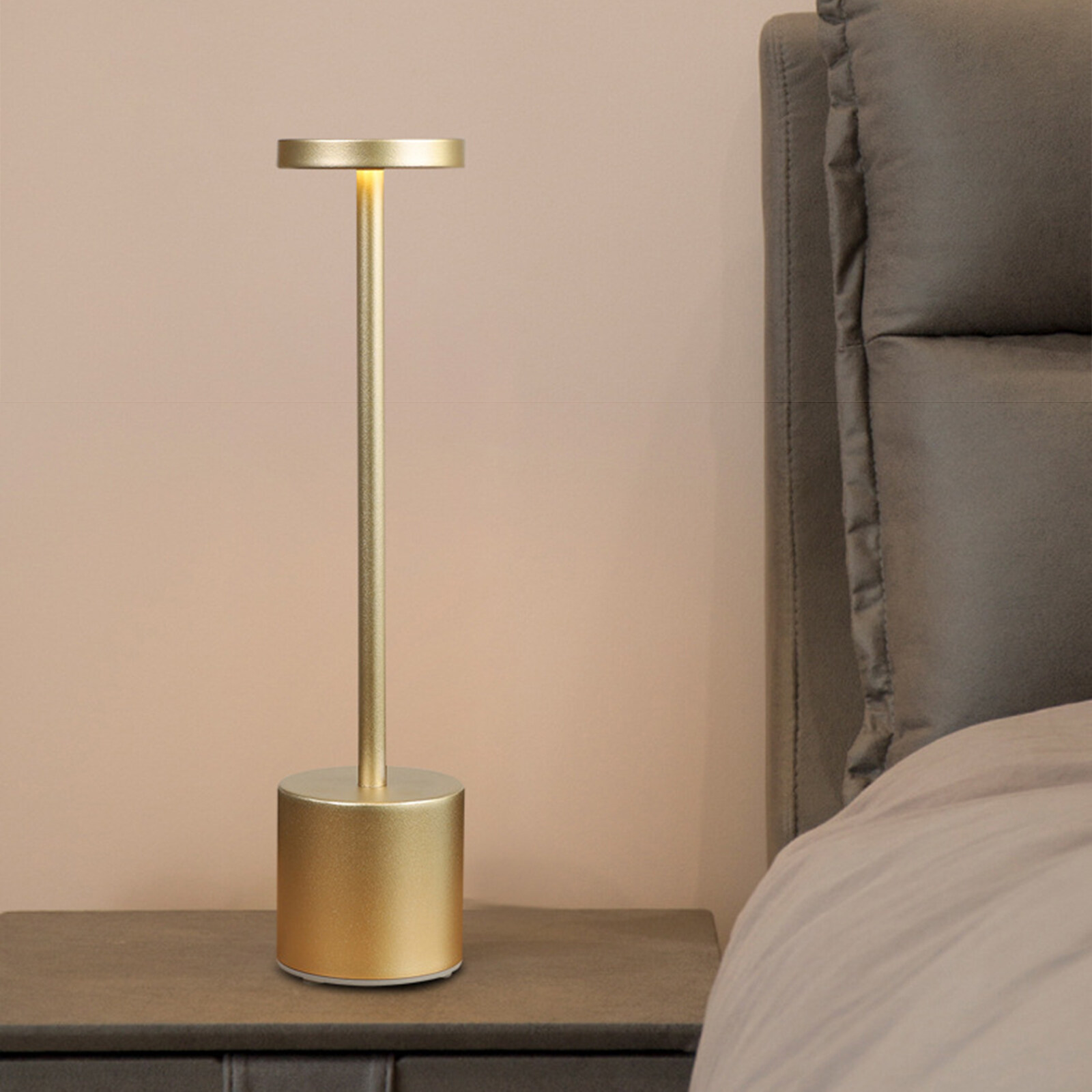 OhhGo Rechargeable Cordless LED Table Lamp, Portable LED Touch Lamp 3 Level Dimmable Tables Lights Reading Lamps 5200mah Battery Powered USB Bedside Lamps Decoration Lights（2 Pcs Gold)