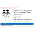 thumbnail image 2 of Front Brake Pad Set - Compatible with 2013 - 2016 Mini Cooper Paceman 2014 2015, 2 of 2