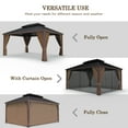 thumbnail image 3 of INTER HUT 12x16 FT Hardtop Gazebo Pavilion with Galvanized Steel Roof with Privacy Curtains and Textilene Nettings, 3 of 7