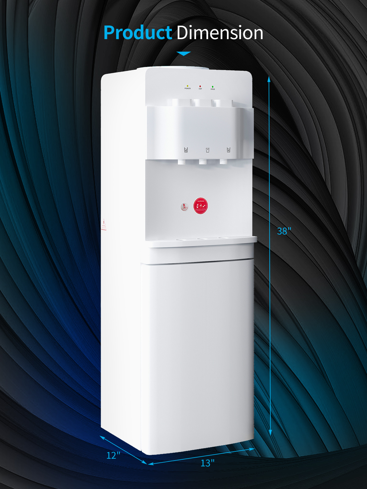 DISHUP Top Load Water Dispenser,Water Machine with Hot/Cold/Room Temperature, 3 or 5 Gallon,White
