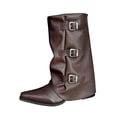thumbnail image 2 of Vibrex Women Slouchy Mid Calf Boots Casual Pointed Toe Pull On Boots Fold Over Metal Buckle Comfortable Boots Low Heeled Fall Winter Fashion Boots, 2 of 9