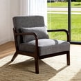 thumbnail image 2 of Ciphrias Accent Armchair, Cotton Linen Chair with Rubberwood Frame and Lumbar Pillow, Antique Dark Grey for Living Room Bedroom Office, 2 of 8