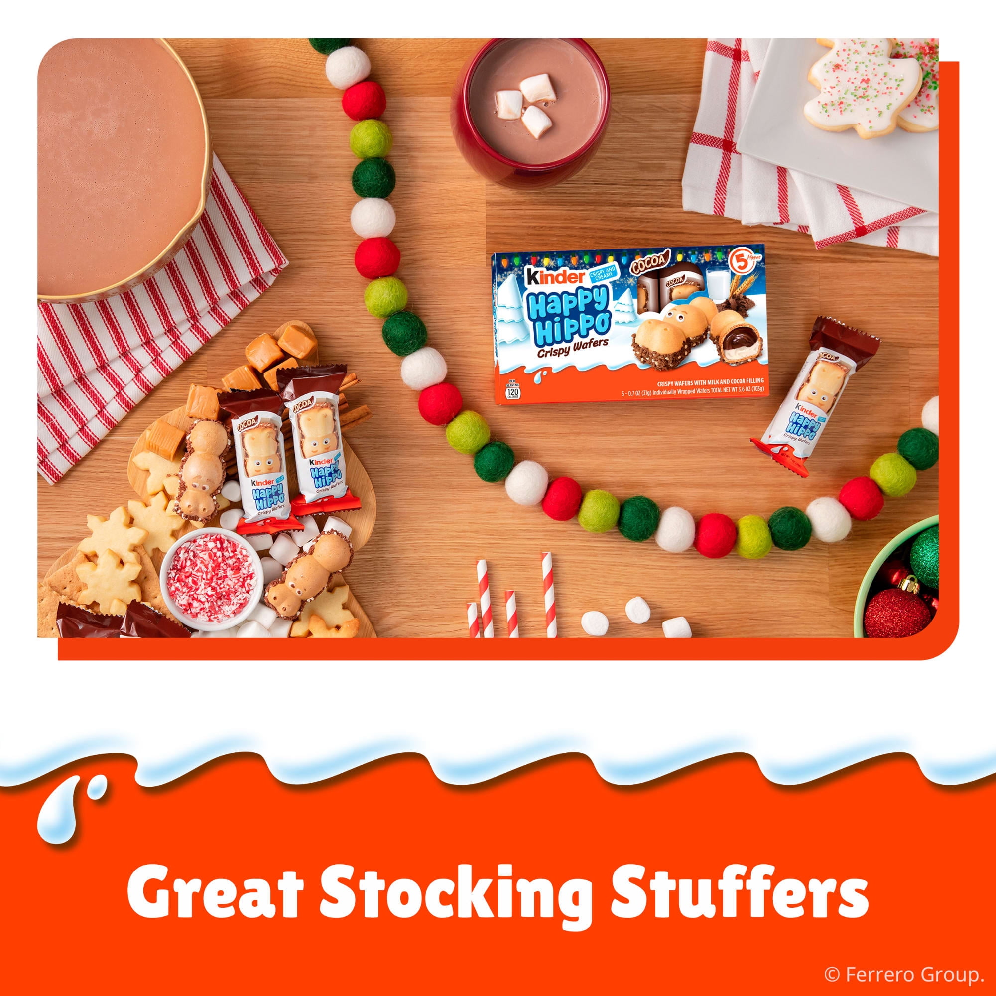 (2 pack) Kinder Happy Hippo Crispy Wafers with Milk and Cocoa Filling, Great for Stocking Stuffer, 5 Count, 3.6 oz