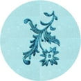 thumbnail image 1 of Ahgly Company Machine Washable Indoor Round Transitional Electric Blue Area Rugs, 3' Round, 1 of 7