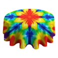 thumbnail image 4 of Rainbow Tie Dye Mandala Pattern Round Tablecloth 60"x60",Wrinkle Wipeable Table Cloth for Kitchen Dining Room Picnic Patio Party, 4 of 6