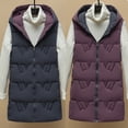 thumbnail image 2 of Women Casual Solid Coat Hooded Vest Zipper Pocket Loose Sleeveless Jacket Reversible Coat, 2 of 2