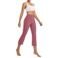 thumbnail image 3 of Cropped Yoga Pants Womens Plus Size Capri Flare Leggings Lightweight Summer Workout Pants for Summer Hot Pink 2XL, 3 of 6