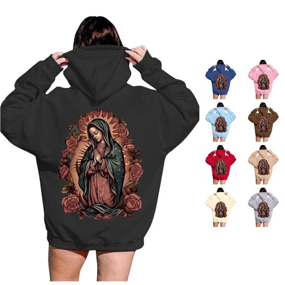 NinXxx Women's Word Graphic Hoodie Sweatshirt Long Sleeve Pullover Top Black S
