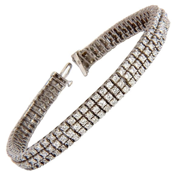 5.50ct natural round brilliant diamonds three row tennis bracelet 14kt