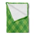 thumbnail image 2 of Irish Soft Flannel Fleece Throw Blanket, Retro Pattern in Vivid Green Cultural Checkered Traditional Tile, Cozy Plush for Indoor and Outdoor Use, 60" x 80", Green Lime Green, by Ambesonne, 2 of 5