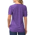 thumbnail image 3 of Short Sleeved Women Crewneck Casual Half Zipper Blouse, 3 of 3