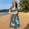 thumbnail image 4 of Vsdgher Robes Midi Maxi Décontractées pour Femmes Été 2025 Légères Manches Courtes Col Rond Robe de Plage, 4 of 6