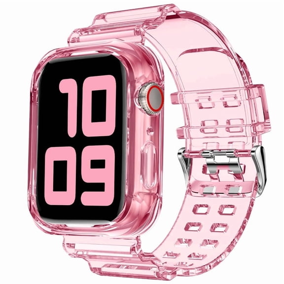 Compatible for Clear Apple Watch Band with Bumper Case 38mm 40mm 41mm 42mm 44mm 45mm 46mm 49mm, Women Men TPU Sport Strap for iWatch SE Ultra 3 2 1Series 11 10 9 8 7 6 5 4 3 2 1