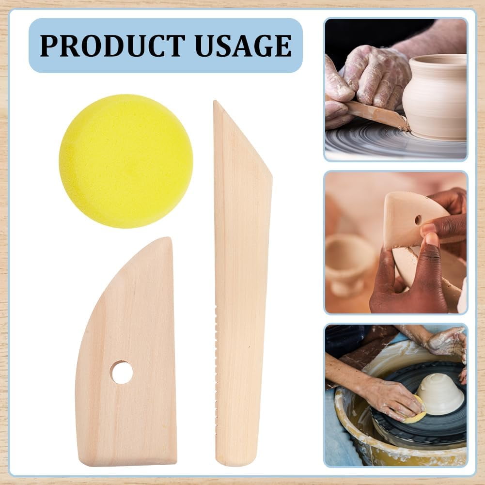 DIY Clay Ceramic Craft Jewerly Tool Kit Including Portable Clay Wedging Board MDF Wood Mud Mat Silicone Molds and Wooden Carving Curved Clapper Mixed color
