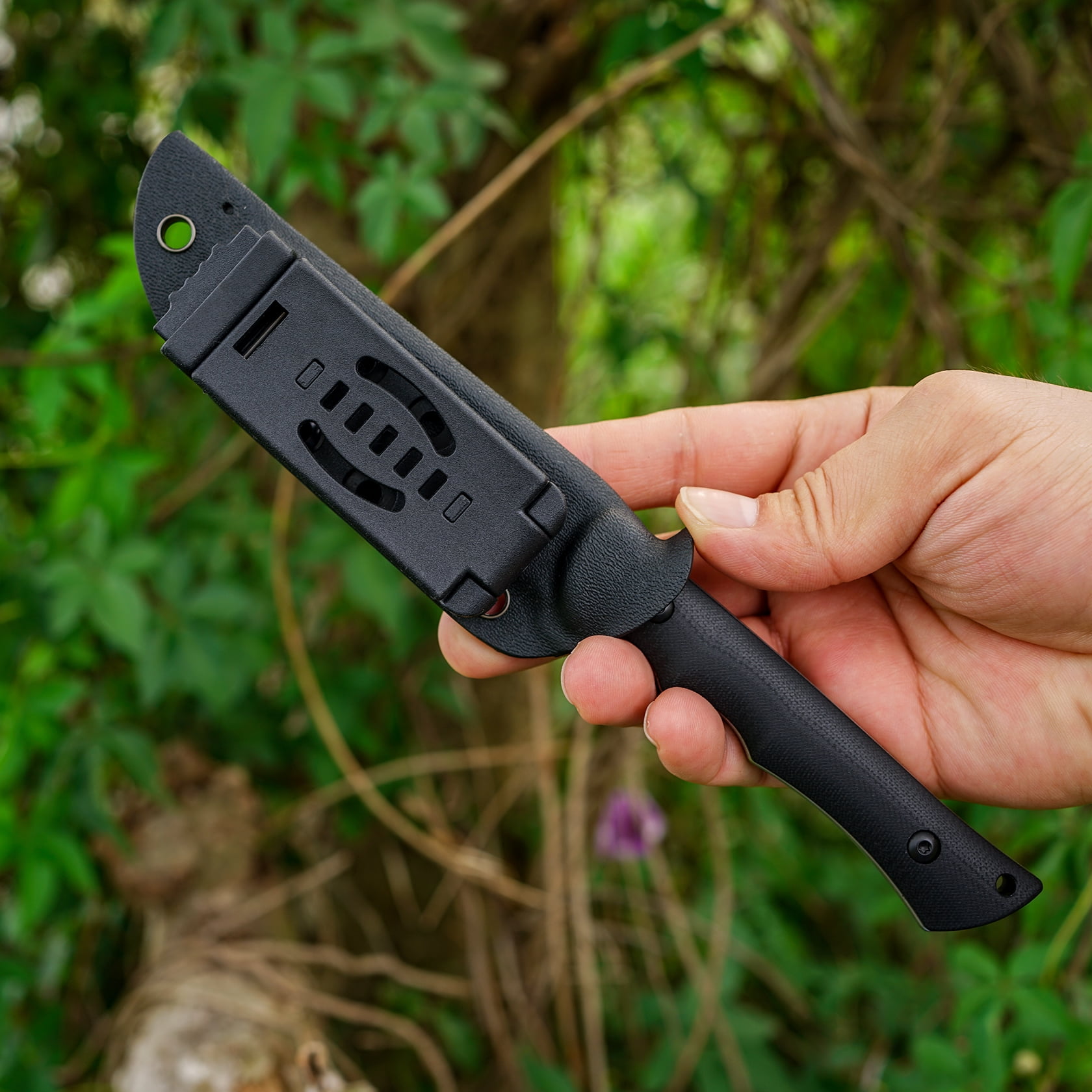 FORESAIL Small Fixed Blade Knife,3.86in DC53 Steel Blade and G10 Handle,with Sheath,Black