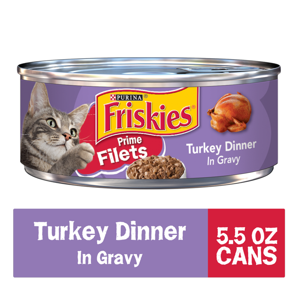 Friskies Gravy Wet Cat Food, Prime Filets Turkey Dinner, 5.5 oz. Can