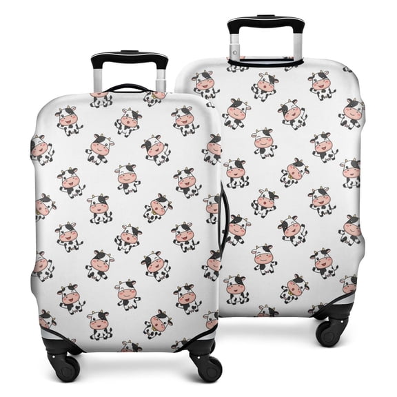 White Cow Happy Pattern Luggage Cover Fashion Suitcase Cover Baggage Covers Fit 25-28 Inch Luggage (Go Travel)
