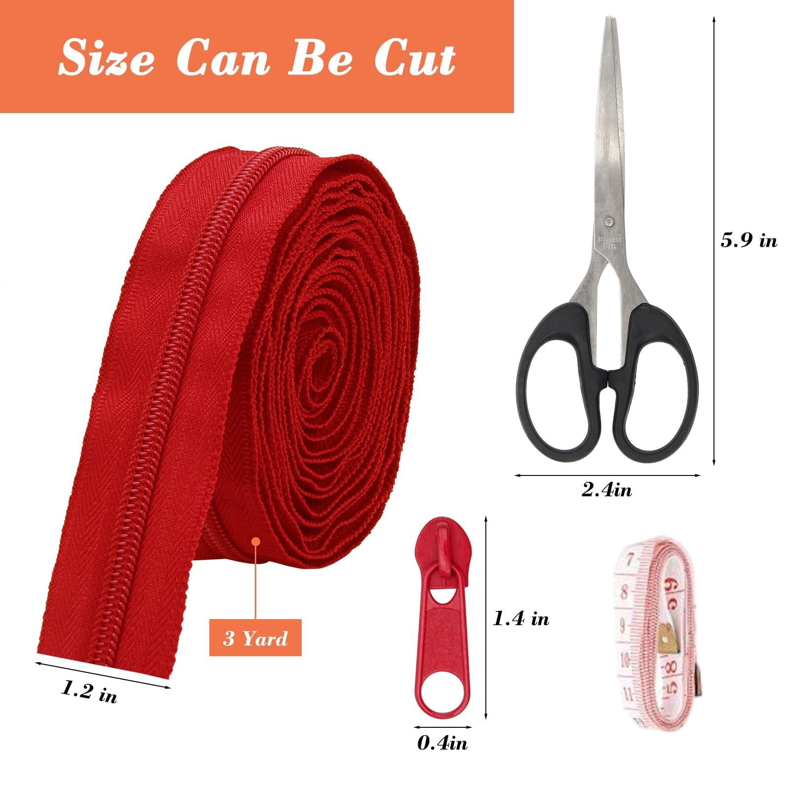 45 yards 15 Colors #5 Nylon Coil Zippers with 90pcs Pull Heads, Scissor, Ruler, Assorted Lengths Sewing Zipper for DIY Sewing Crafts Zipper Tape for Clothes, Bag, Purse Making Supplies Kit