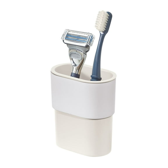 iDesign Self-Adhesive Bathroom Tumbler – Orleans Collection - Coconut/White