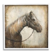Stupell Industries Vintage Horse Painting Animals & Insects Painting White Framed Art Print Wall Art, 12 x 12