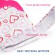 thumbnail image 4 of Manopla para la dentición, 2 piezas, guante para bebé, juguetes para morder estimulantes para niños y niñas, guante para la dentición para bebés de 3 a 6 meses (corazón bastante dulce, rosa) Xemadio WMZL-1058, 4 of 8