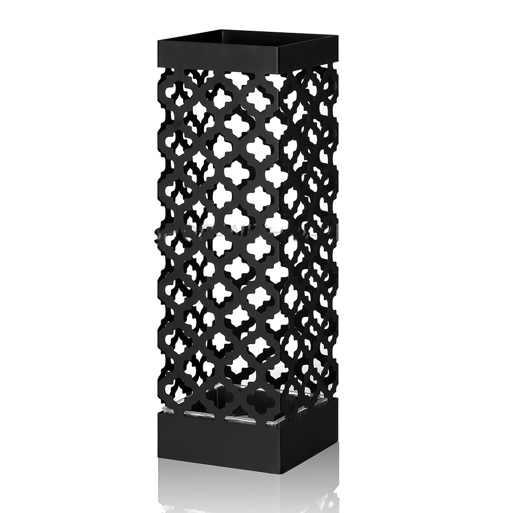 Square Umbrella Stand Rack Metal Umbrella Holder with Drip Tray For Home Office Decoration,Black