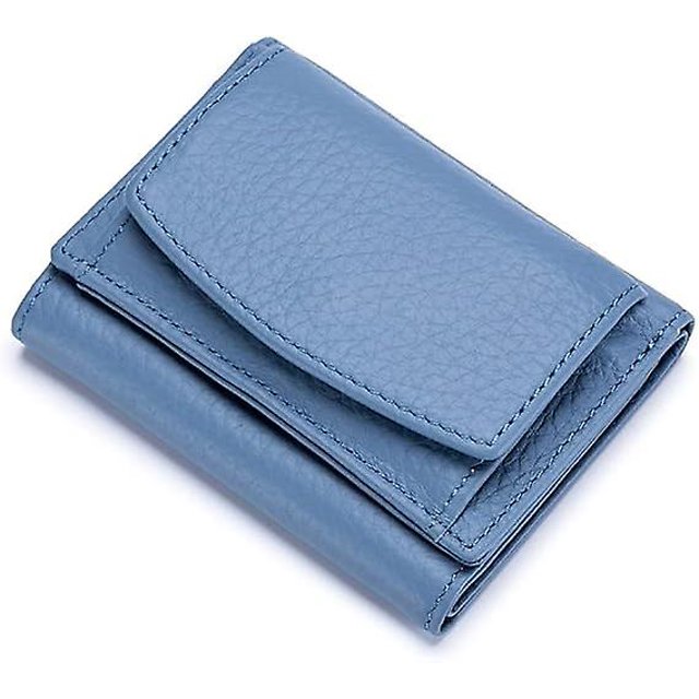 Cartera Plegable TANGJMXG para Mujer Vegana Azul Claro 10 x 7 x 3 cm