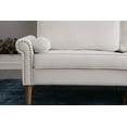 thumbnail image 3 of 77.5" Living Room Sofa, Upholstered Velvet 3-Seater Sofa with Copper Nail on Arms and 3 Pillows, Accent Loveseat Sofa for Living Room, Bedroom, Office, Apartment, White, 3 of 9