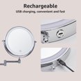 thumbnail image 4 of Wall Mounted Makeup Mirror,10X Majnifying Mirror LED Light Dimmable Touch Screen,USB Charge,8 Inch Extendable Double Sided Vanity Mirror,Chrome, 4 of 9