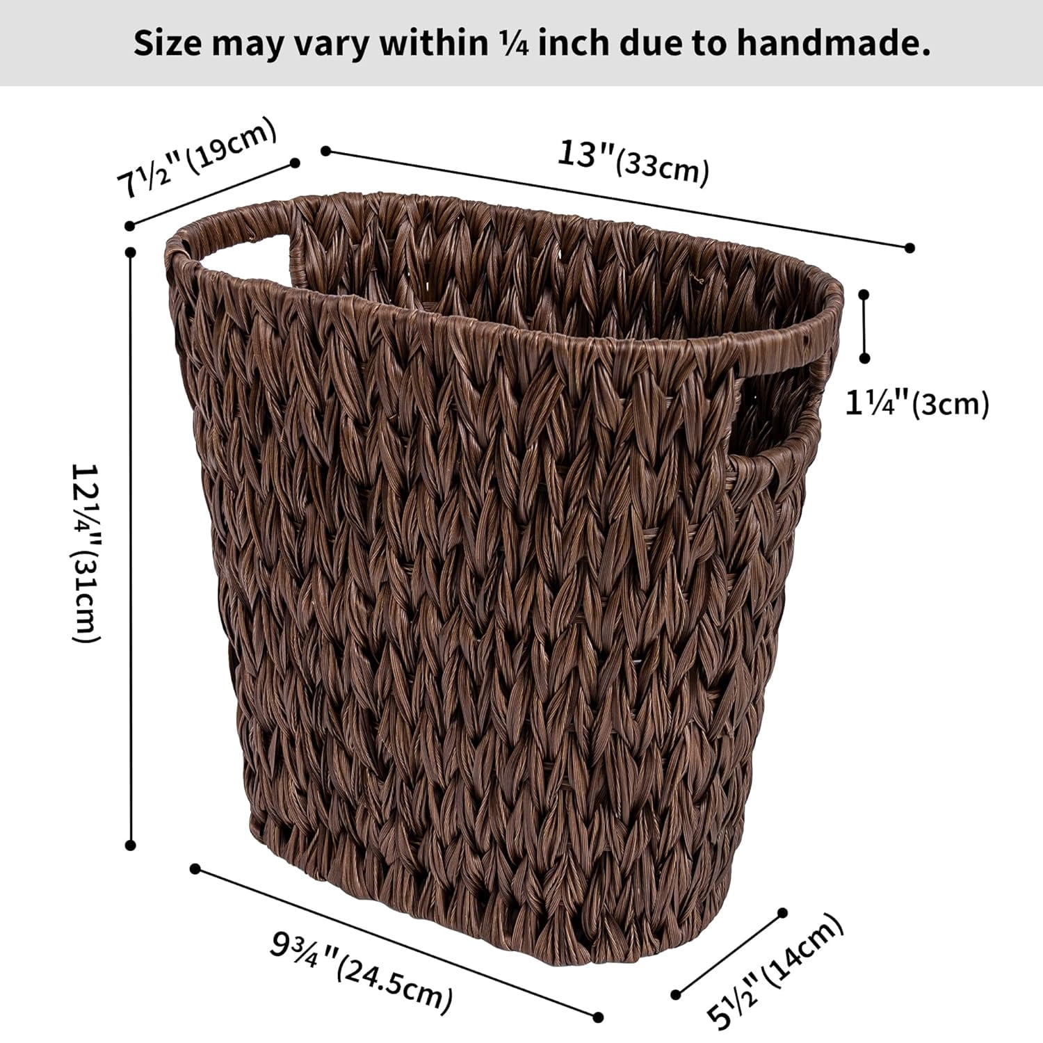 GRANNY SAYS Wicker Trash Can, Waterproof Bathroom Waste Basket, Handwoven Decorative Garbage Can, 19 Liters,/5 Gallons, Brown