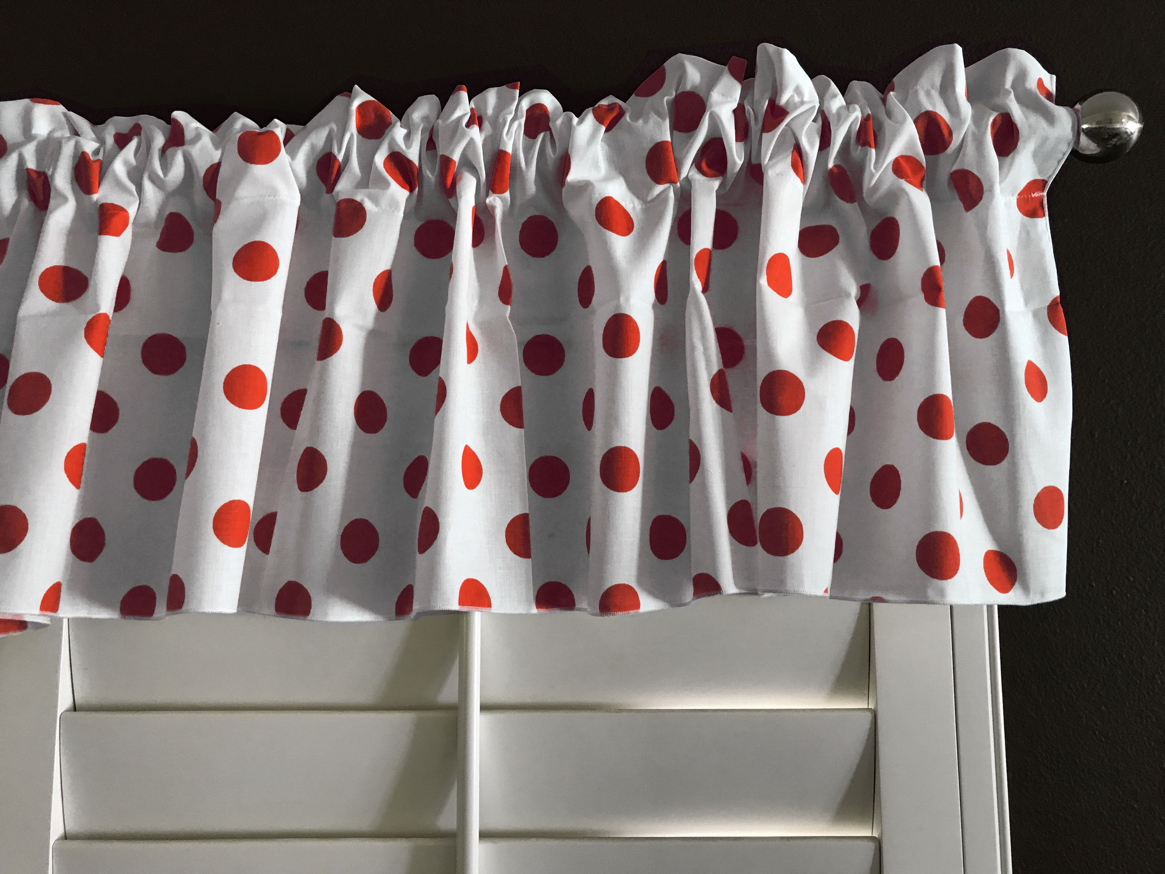Cotton Window Valance Polka Dots Print 58 Inch Wide / Red on White ...