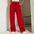 thumbnail image 2 of MEICHEN Women Fleece Baggy Sweatpants with Pockets Wide Straight Leg High Waist Joggers Pants Winter Clothes, 2 of 7
