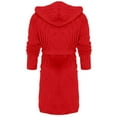 thumbnail image 2 of Labakihah Robes For Women Women Hooded Fleece Bathrobe Lightweight Soft Plush Long Flannel Sleepwear Fleece Hooded Bathrobe Plush Long Warm Robe Red, 2 of 5