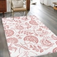 thumbnail image 3 of 3'x5' Area Rugs, Coral Red Farmhouse Indoor Outdoor Area Rug for Living Room Bedroom, Floral Floral Plant Leaf Vintage Spring Washable Bathroom Rugs Kitchen Floor Carpet Mats Home Decor Aesthetic, 3 of 8