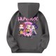 thumbnail image 3 of Moonsky Sudadera con capucha y cordón HUNTRX, estampado de grupo de chicas coreanas, jersey corto, suave y cómodo, top de manga larga para primavera y otoño. Gris oscuro 140, 3 of 4