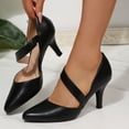 thumbnail image 6 of Pennysue Women's Black PU Strappy Short Heels With Pointed Toes Size 8.5, 6 of 7
