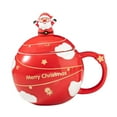 thumbnail image 3 of Taza de cerámica navideña, taza de café de cerámica, taza de té con leche, taza de desayuno, Papá Noel Rojo, 3 of 9