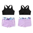 thumbnail image 6 of Zaldita Kids Girls 2 Pcs Dance Outfit Criss Cross Back Crop Top with Gymnastics Yoga Shorts Set Butterfly 10, 6 of 7