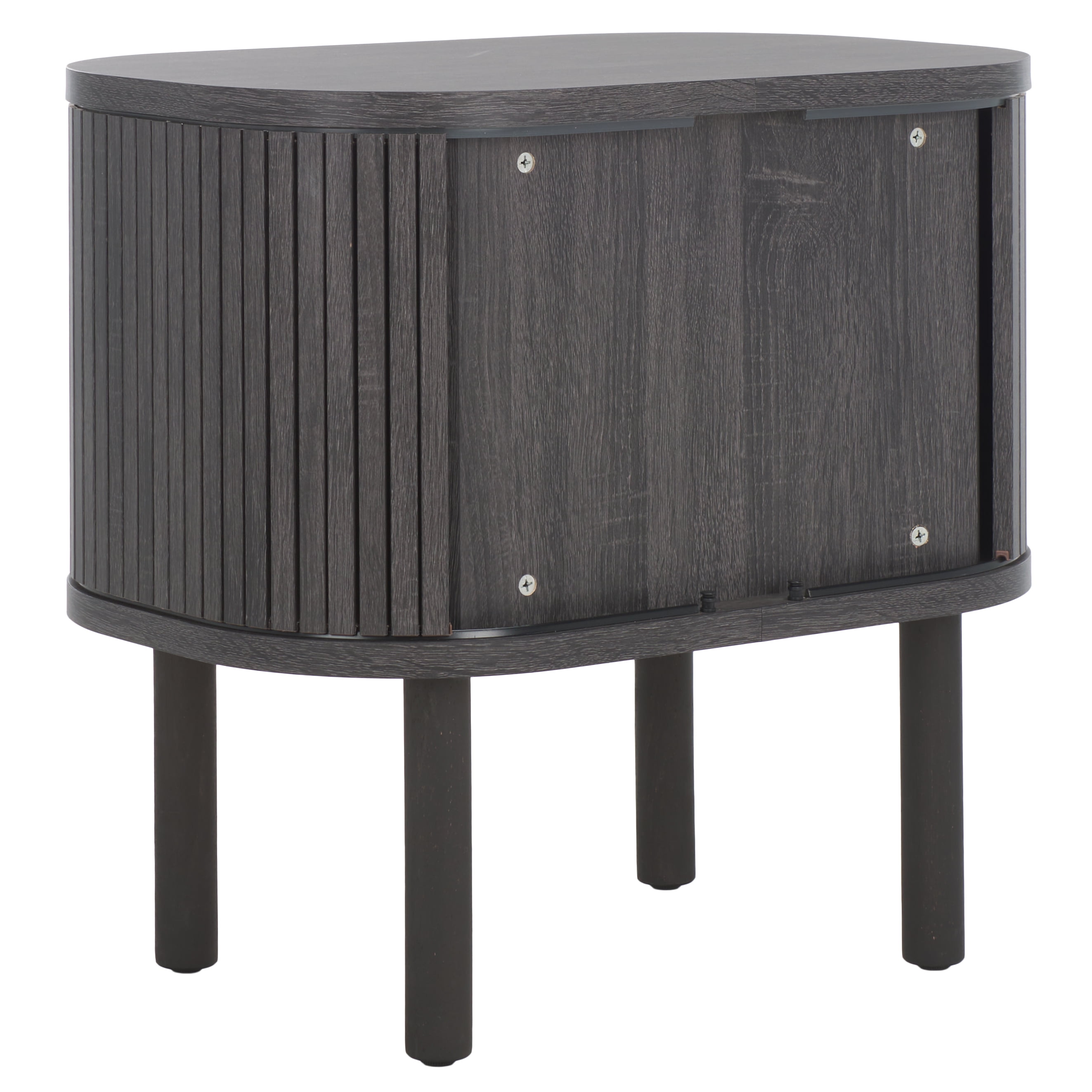 SAFAVIEH Tealla Contemporary Tambour Door Nightstand,Distressed Black/Gold