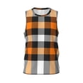 thumbnail image 2 of Easygdp Orange Plaid Men's Mesh Basketball Jersey Quick Drying Sleeveless Shirts Fitted Muscle Tank Tops Sport Round Neck T-Shirt - Small, 2 of 9