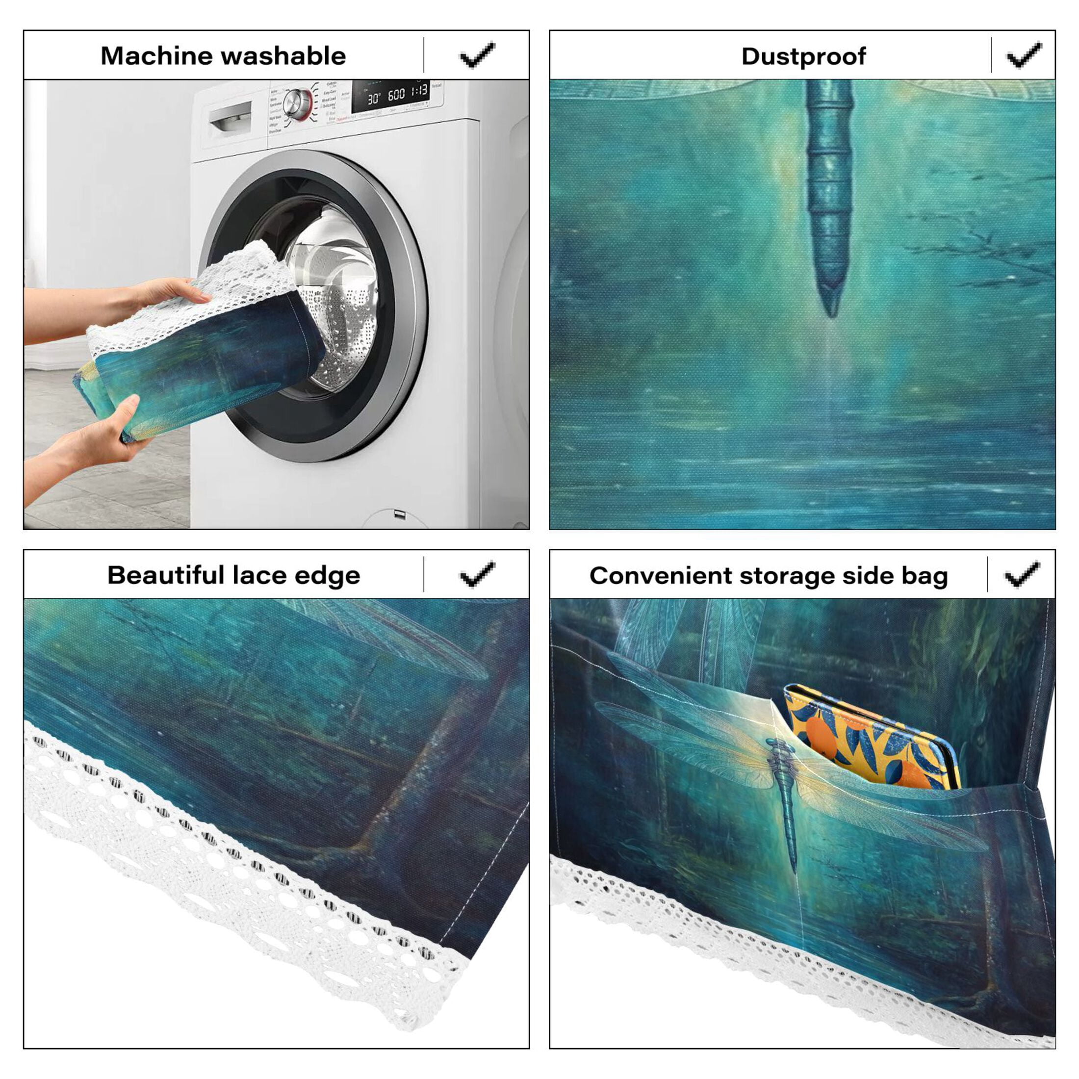 WOBOGO Tranquility Dragonfly Washing Machine Cloth Dryer Refrigerator Top Cover Protective Non-Slip Mat For Kitchen Laundry