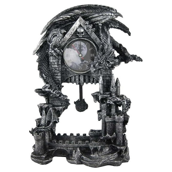 Dragon Vintage Pendulum Clock | Victorian Decor | Witchy Decor Gothic Home Decorative Desk Accessories | Dragon Home Decor Small Table Clocks - 13" Multicolor