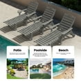 thumbnail image 6 of Ciokea Lounge Chair Outdoor with Wheels HDPE Chaise Lounge Chair Wood Texture 5 Positions Cup Holder for Patio Pool Grey, 6 of 9