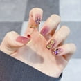 thumbnail image 4 of 24 Pcs Ongles Postiches Violet Raisin Pailletés Cube 3D Faux Ongles pour Femmes et Filles Colle Gelée, 4 of 9