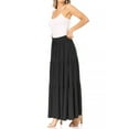 thumbnail image 4 of Women's Casual Elastic High Waist Solid A Line Layer Ruffle Swing Maxi Skirt, 4 of 6